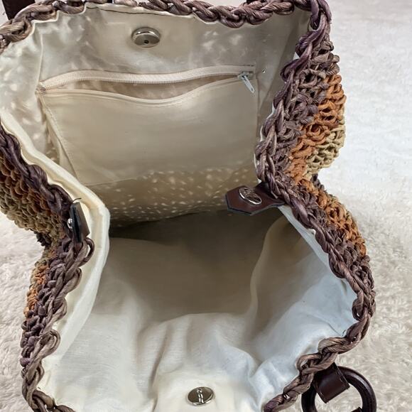 Unbranded Large tiered color rattan triangle shoulder bag - Picture 8 of 10